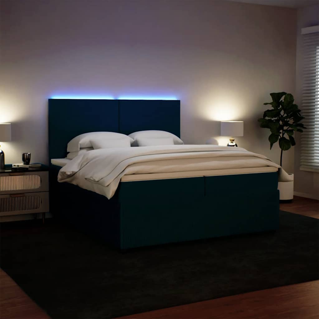 Sommier à lattes de lit et matelas Bleu 200x200 cm velours - XIOS