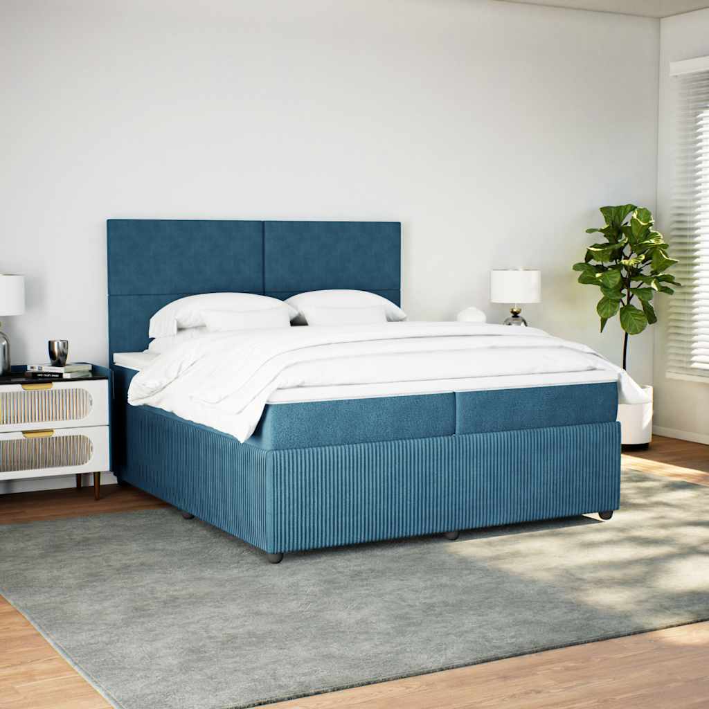 Sommier à lattes de lit et matelas Bleu 200x200 cm velours - XIOS