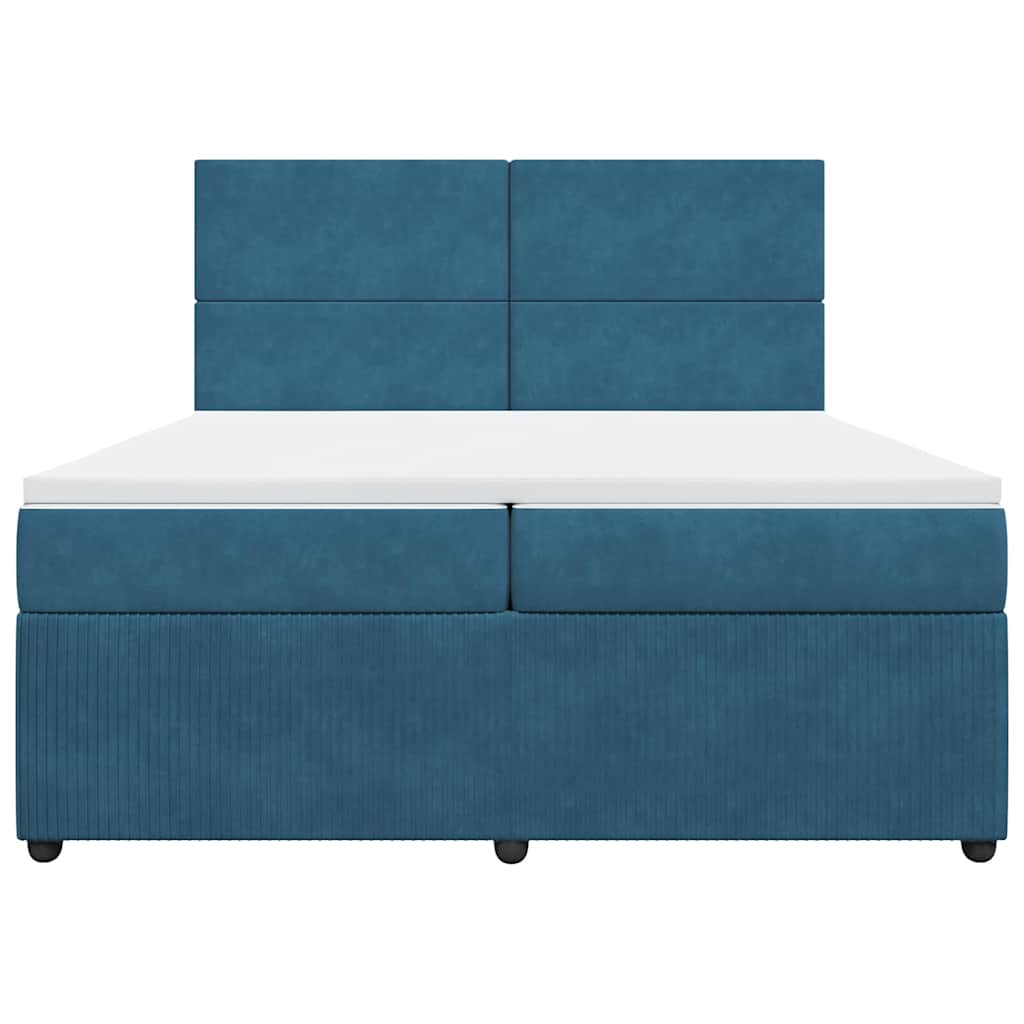 Sommier à lattes de lit et matelas Bleu 200x200 cm velours - XIOS
