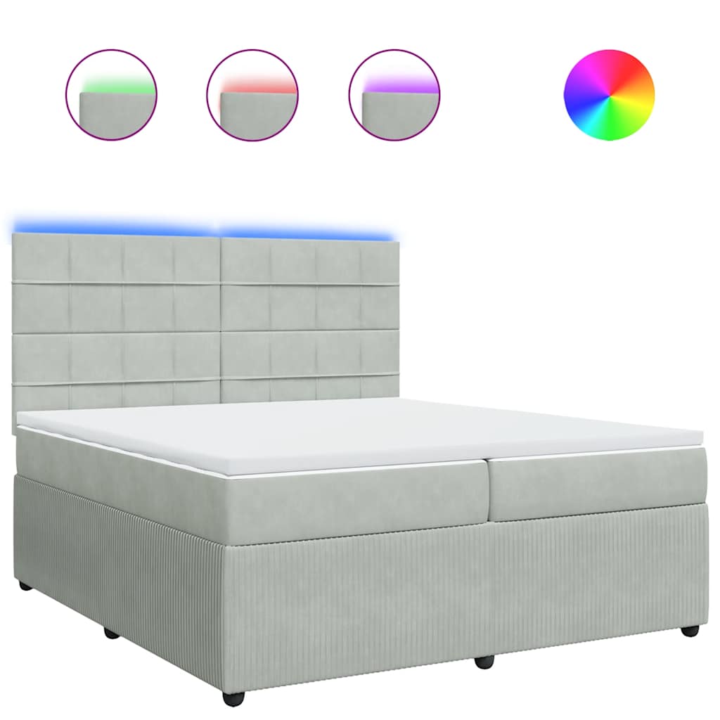 Sommier à lattes de lit et matelas Gris clair 200x200cm Velours - XIOS