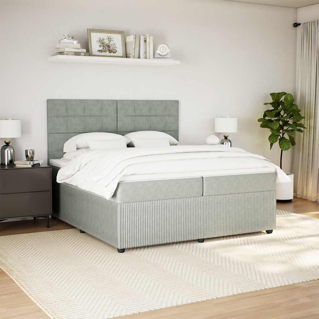 Sommier à lattes de lit et matelas Gris clair 200x200cm Velours - XIOS