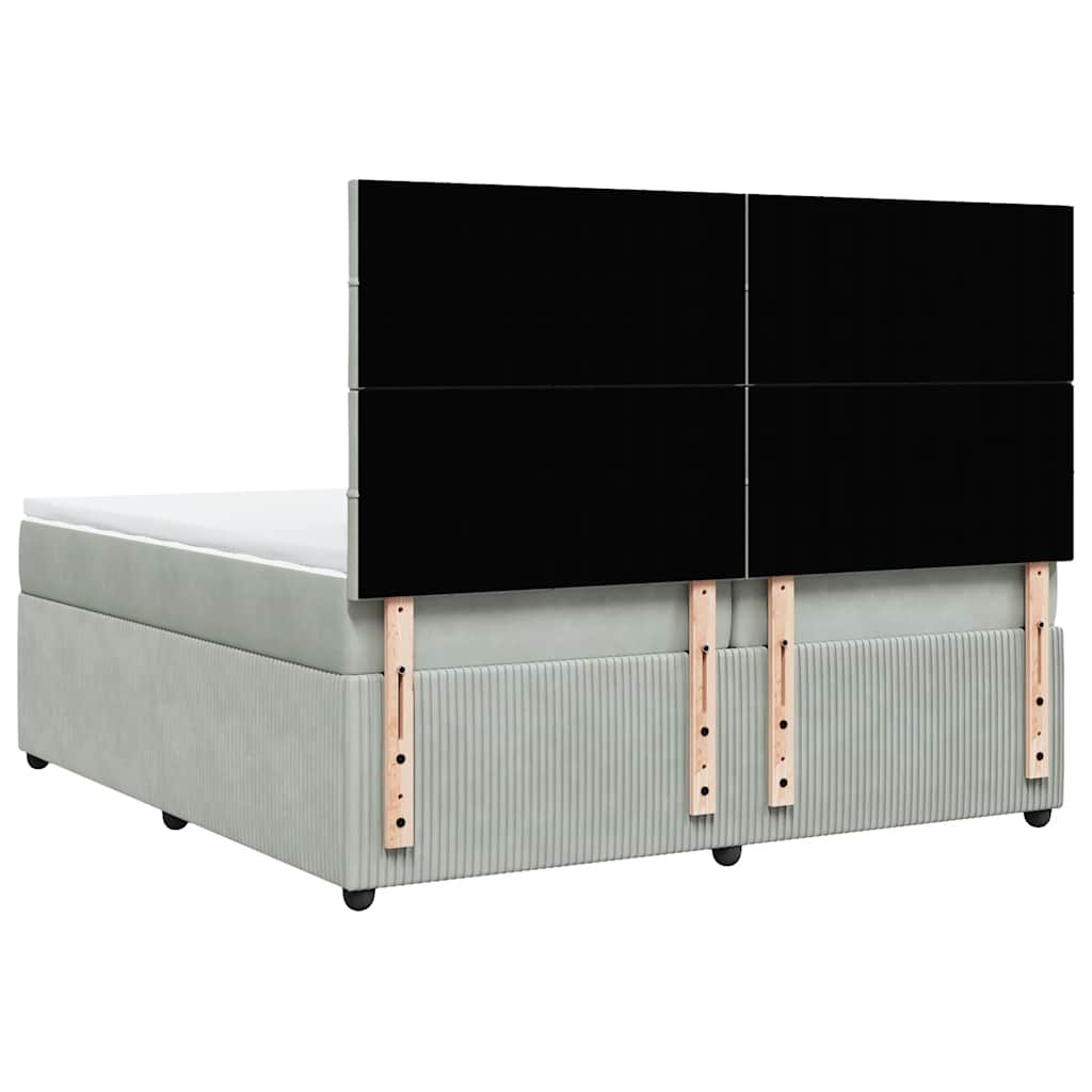 Sommier à lattes de lit et matelas Gris clair 200x200cm Velours - XIOS