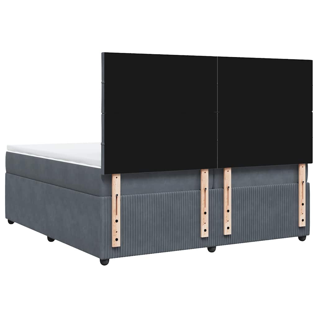 Sommier à lattes de lit et matelas Gris foncé 200x200cm Velours - XIOS
