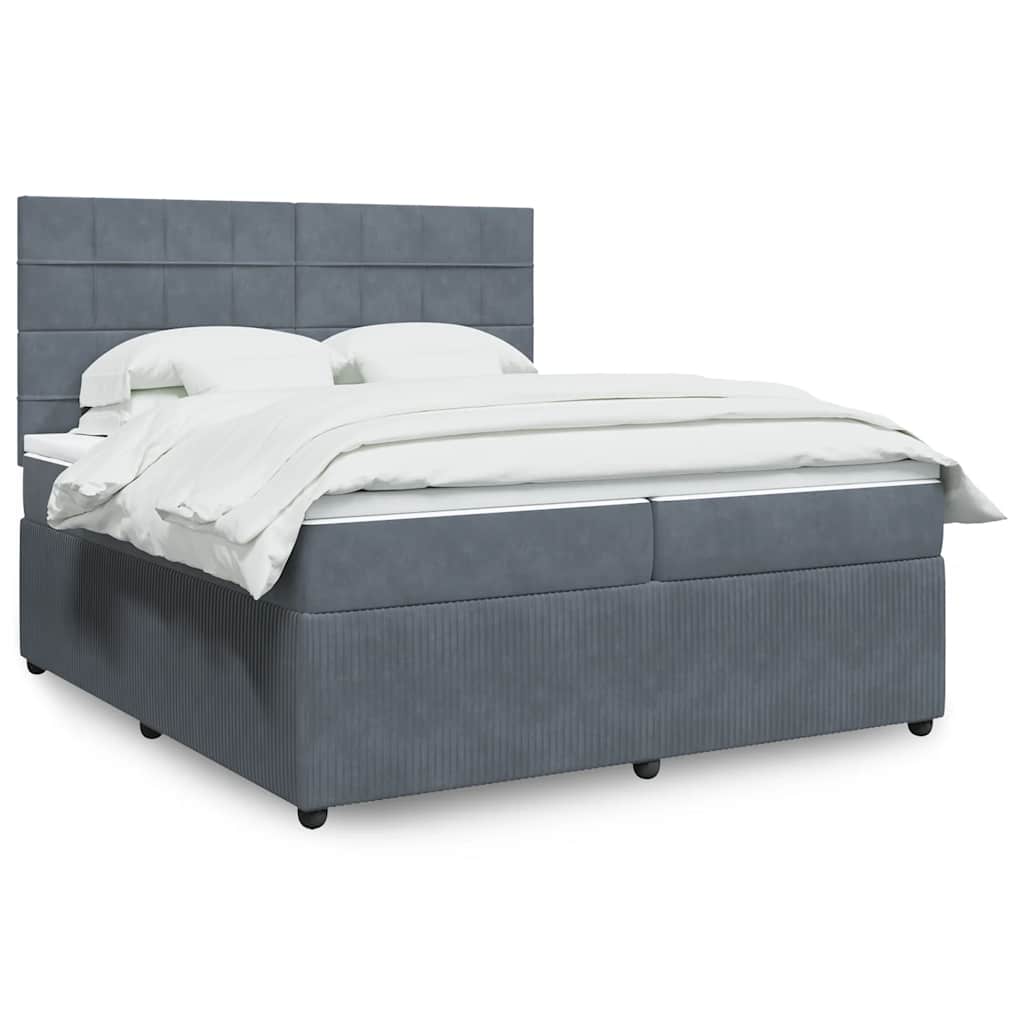 Sommier à lattes de lit et matelas Gris foncé 200x200cm Velours - XIOS