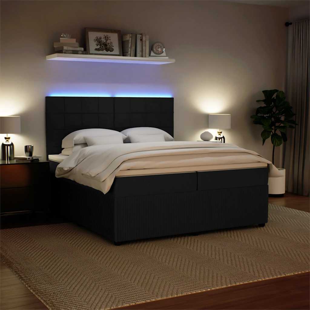 Sommier à lattes de lit et matelas Noir 200x200 cm Velours - XIOS