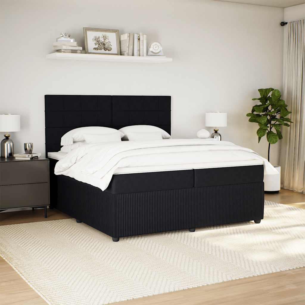 Sommier à lattes de lit et matelas Noir 200x200 cm Velours - XIOS