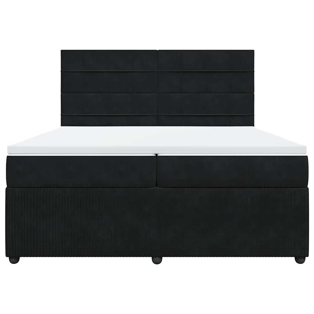 Sommier à lattes de lit et matelas Noir 200x200 cm Velours - XIOS