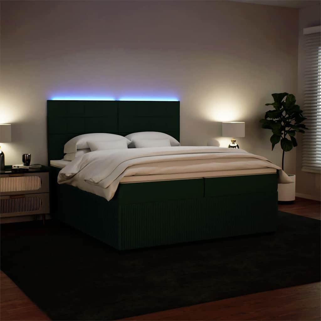 Sommier à lattes de lit et matelas Vert foncé 200x200cm Velours - XIOS