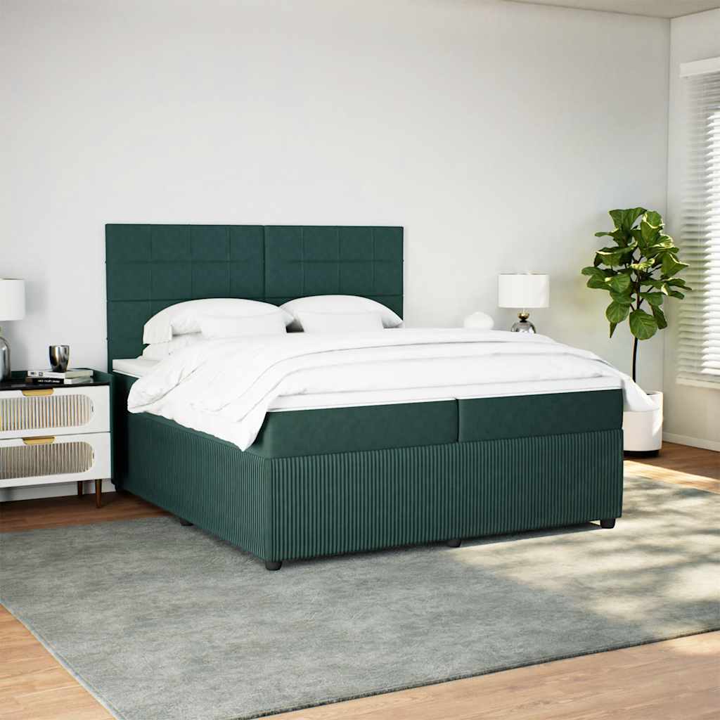 Sommier à lattes de lit et matelas Vert foncé 200x200cm Velours - XIOS