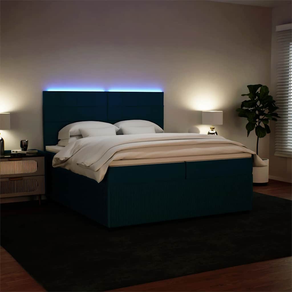 Sommier à lattes de lit et matelas Bleu 200x200 cm velours - XIOS