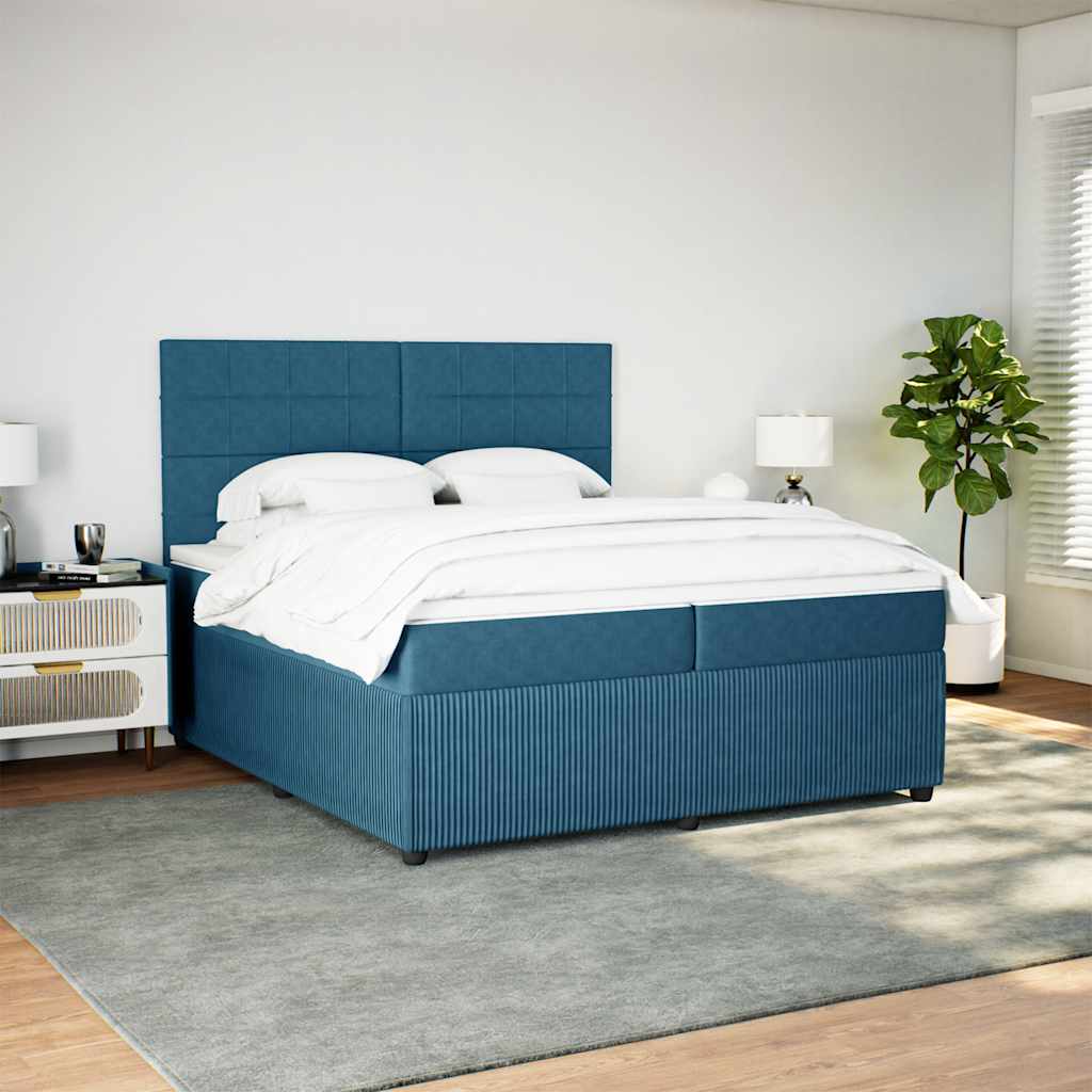 Sommier à lattes de lit et matelas Bleu 200x200 cm velours - XIOS