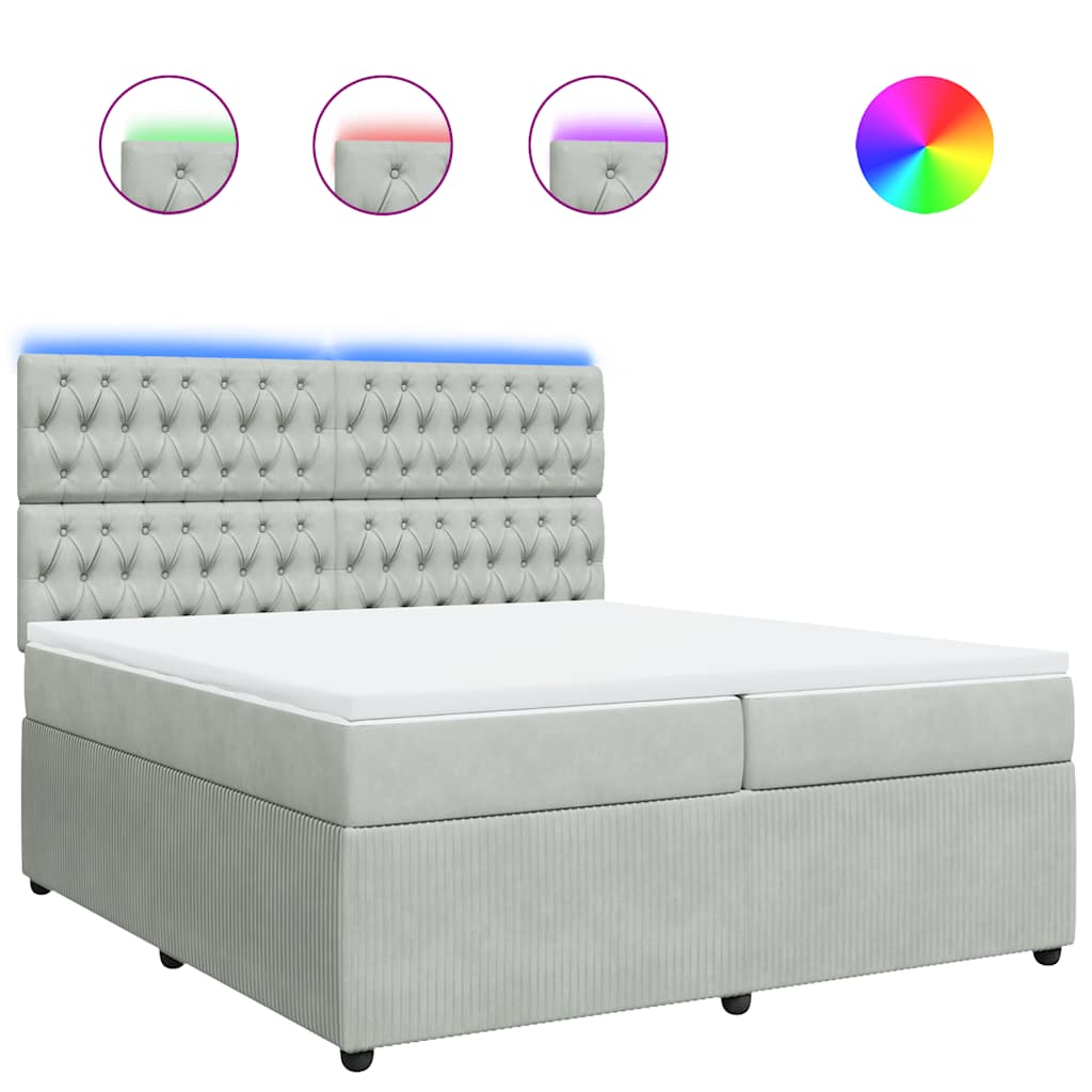 Sommier à lattes de lit et matelas Gris clair 200x200cm Velours - XIOS