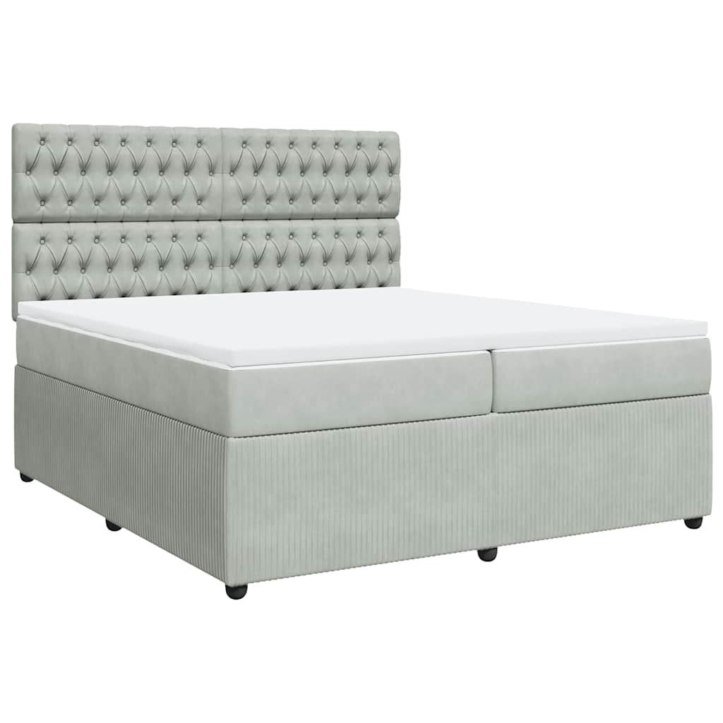 Sommier à lattes de lit et matelas Gris clair 200x200cm Velours - XIOS