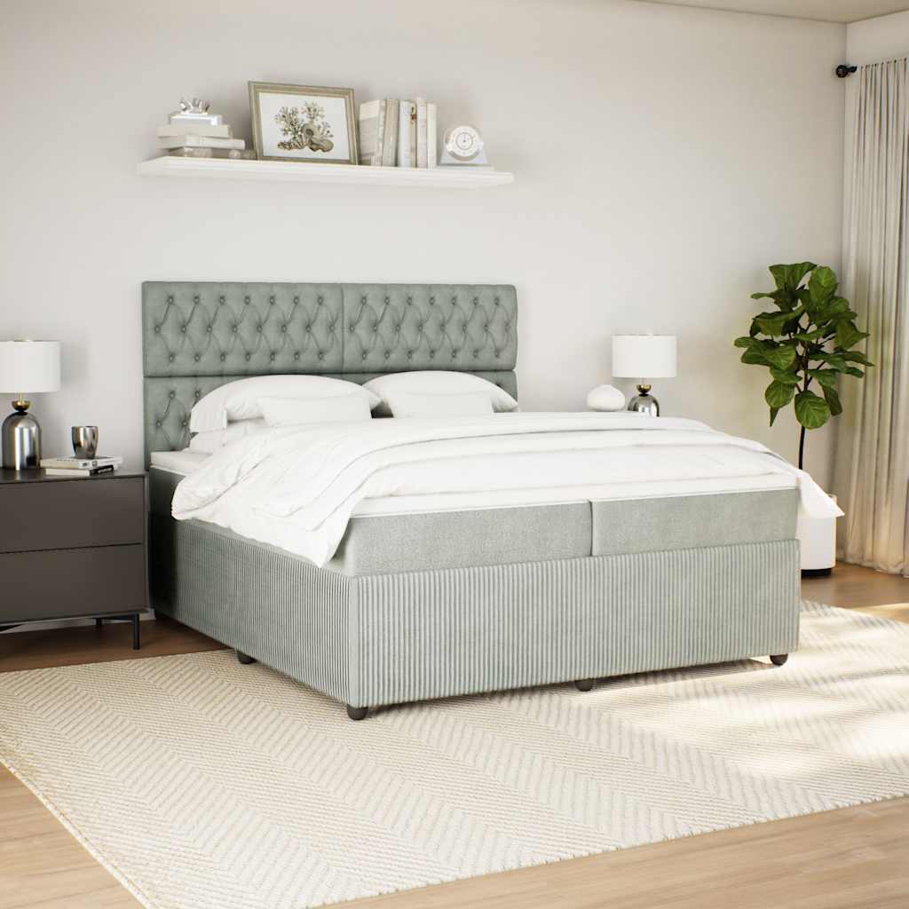 Sommier à lattes de lit et matelas Gris clair 200x200cm Velours - XIOS