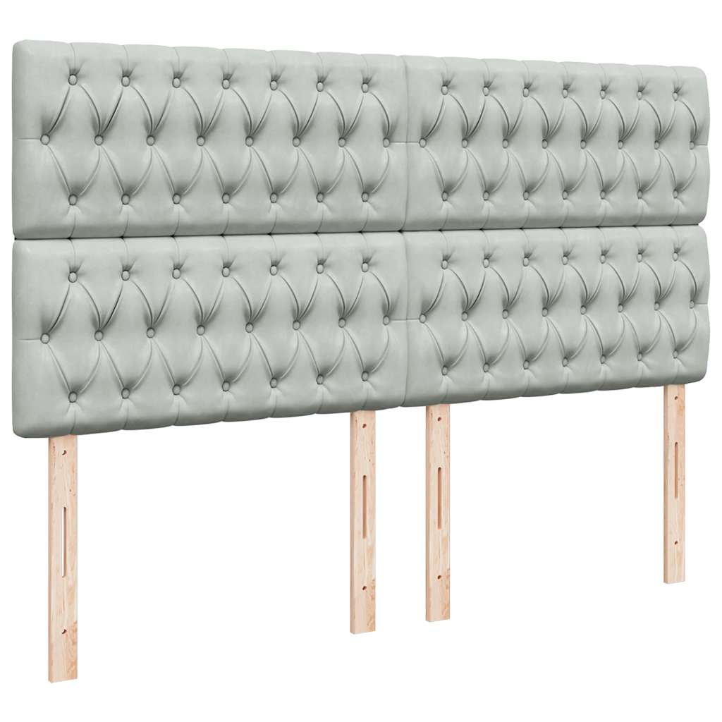 Sommier à lattes de lit et matelas Gris clair 200x200cm Velours - XIOS