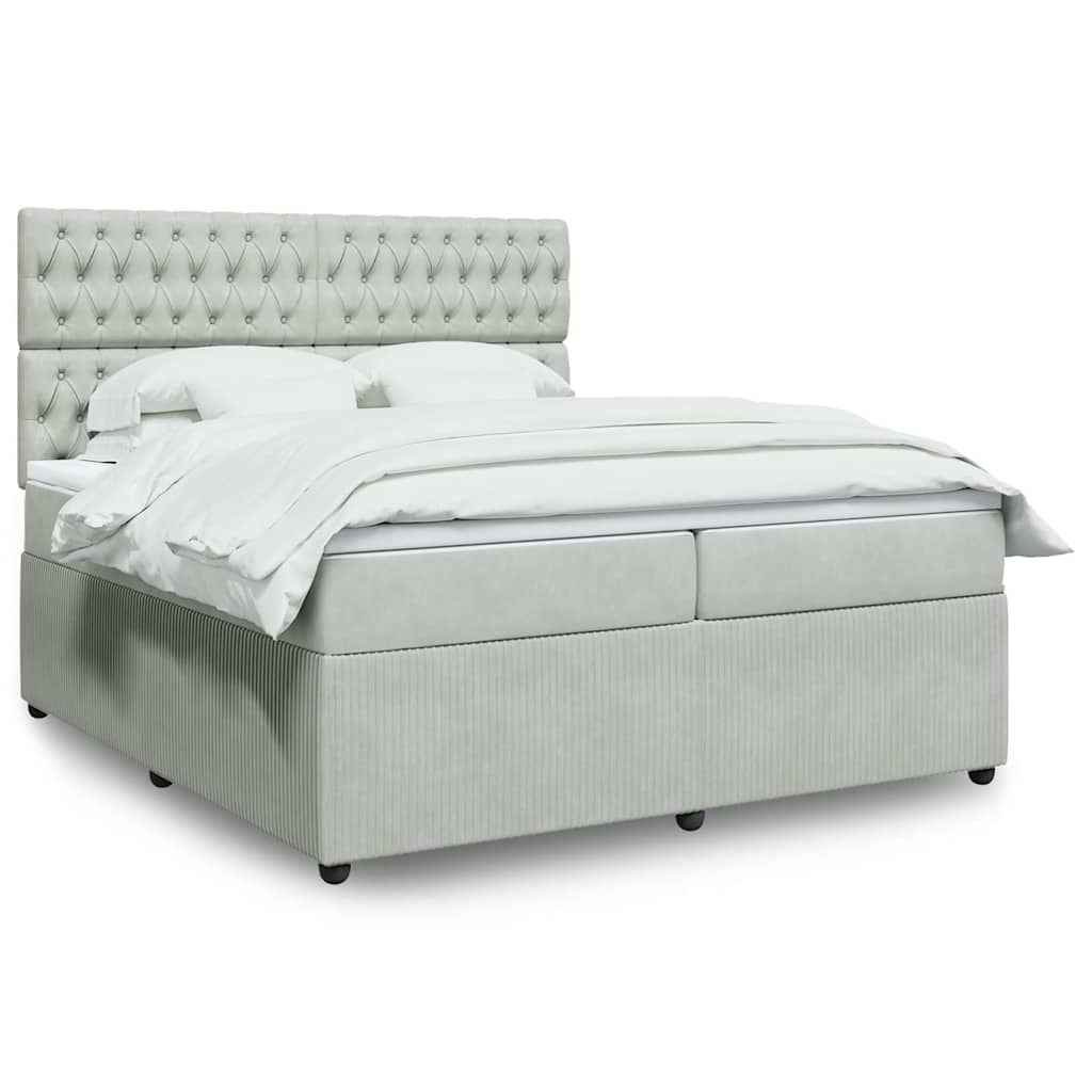 Sommier à lattes de lit et matelas Gris clair 200x200cm Velours - XIOS