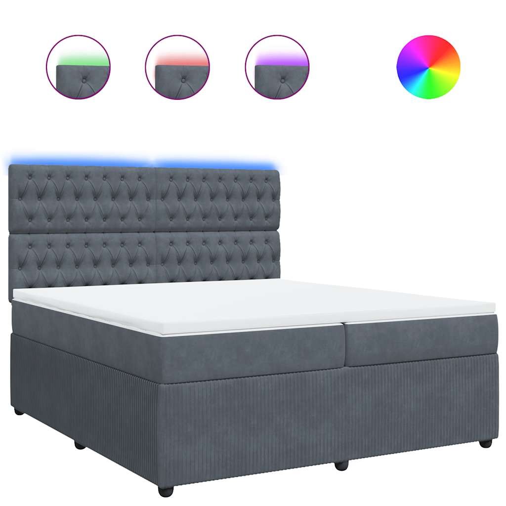 Sommier à lattes de lit et matelas Gris foncé 200x200cm Velours - XIOS