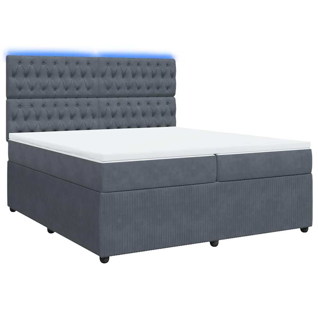 Sommier à lattes de lit et matelas Gris foncé 200x200cm Velours - XIOS