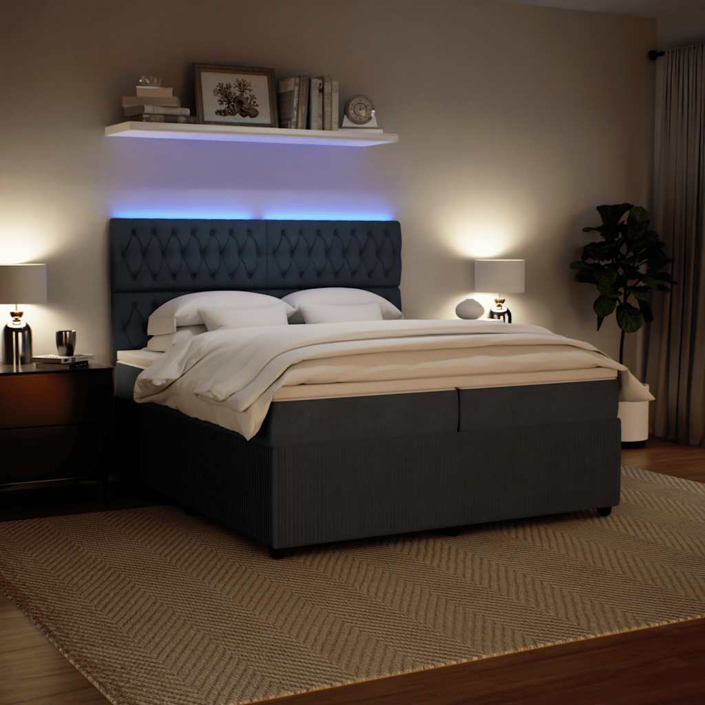 Sommier à lattes de lit et matelas Gris foncé 200x200cm Velours - XIOS