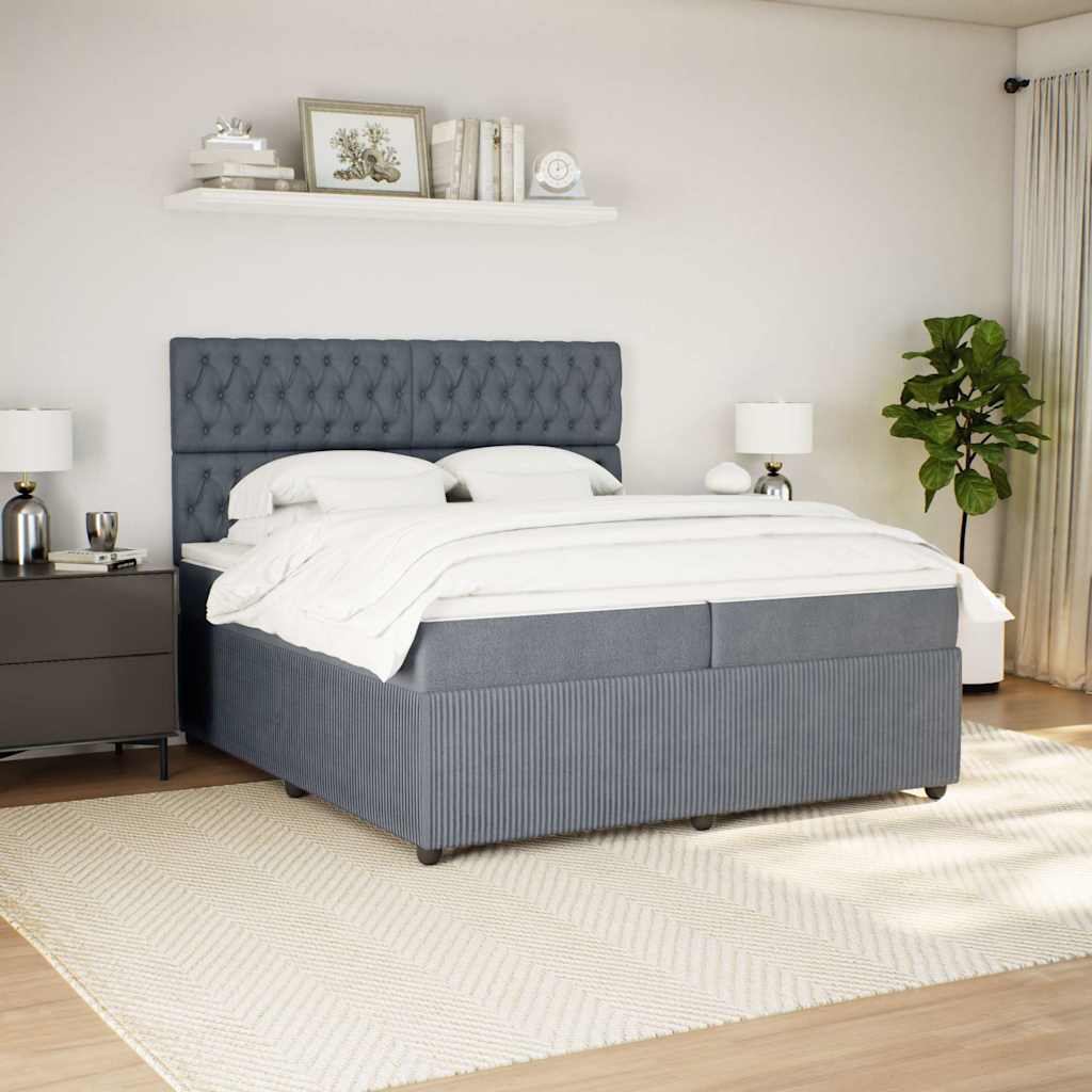 Sommier à lattes de lit et matelas Gris foncé 200x200cm Velours - XIOS