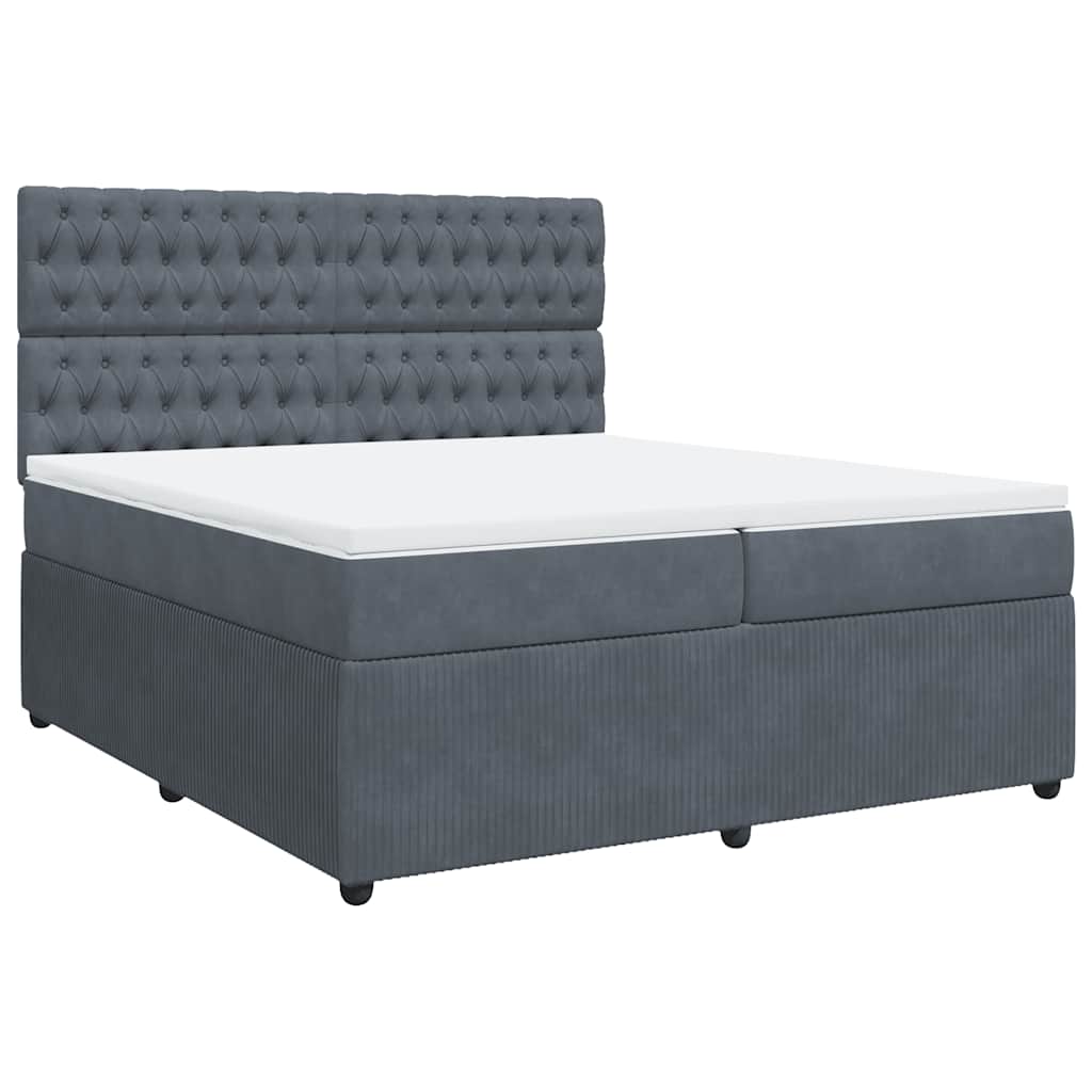Sommier à lattes de lit et matelas Gris foncé 200x200cm Velours - XIOS