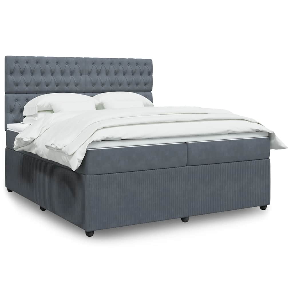 Sommier à lattes de lit et matelas Gris foncé 200x200cm Velours - XIOS