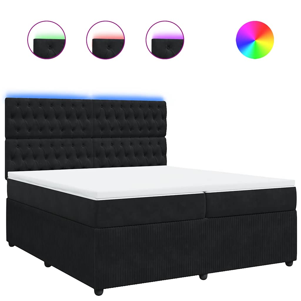 Sommier à lattes de lit et matelas Noir 200x200 cm Velours - XIOS