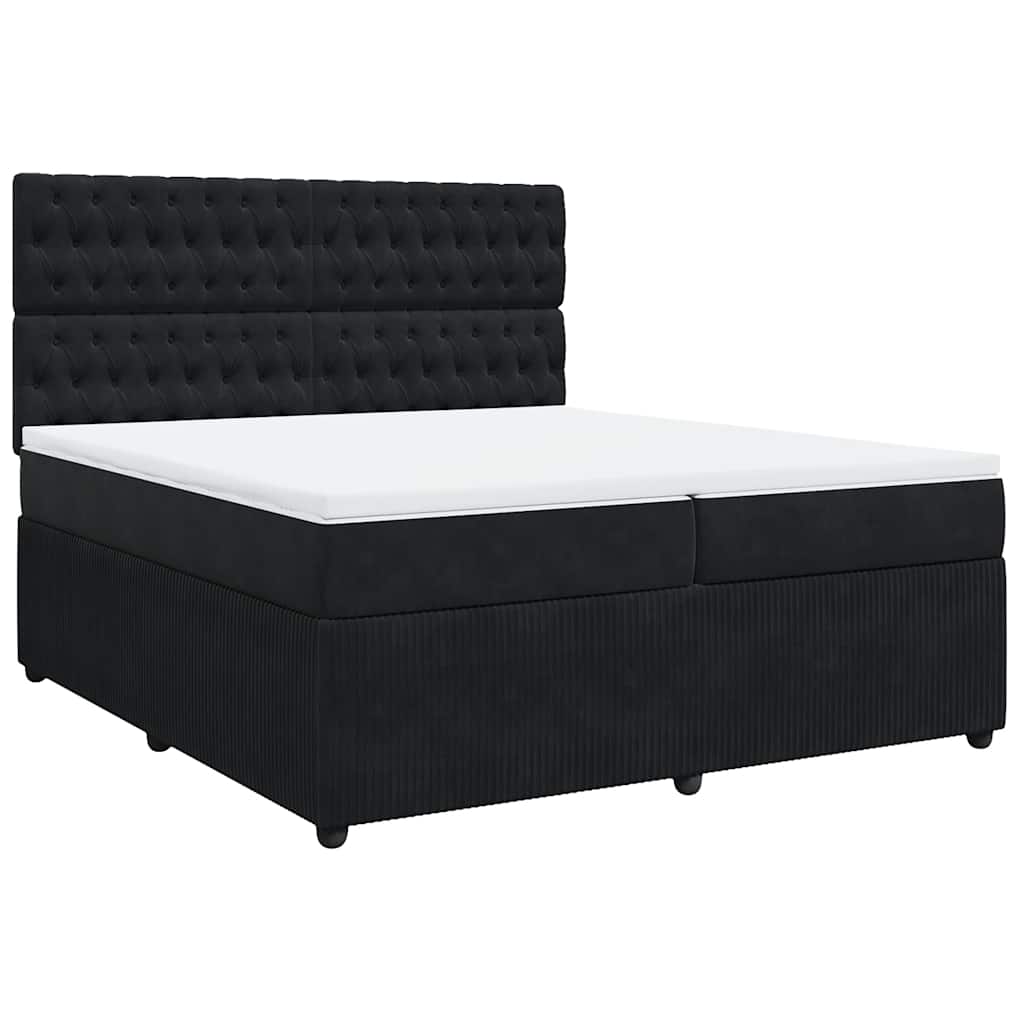 Sommier à lattes de lit et matelas Noir 200x200 cm Velours - XIOS