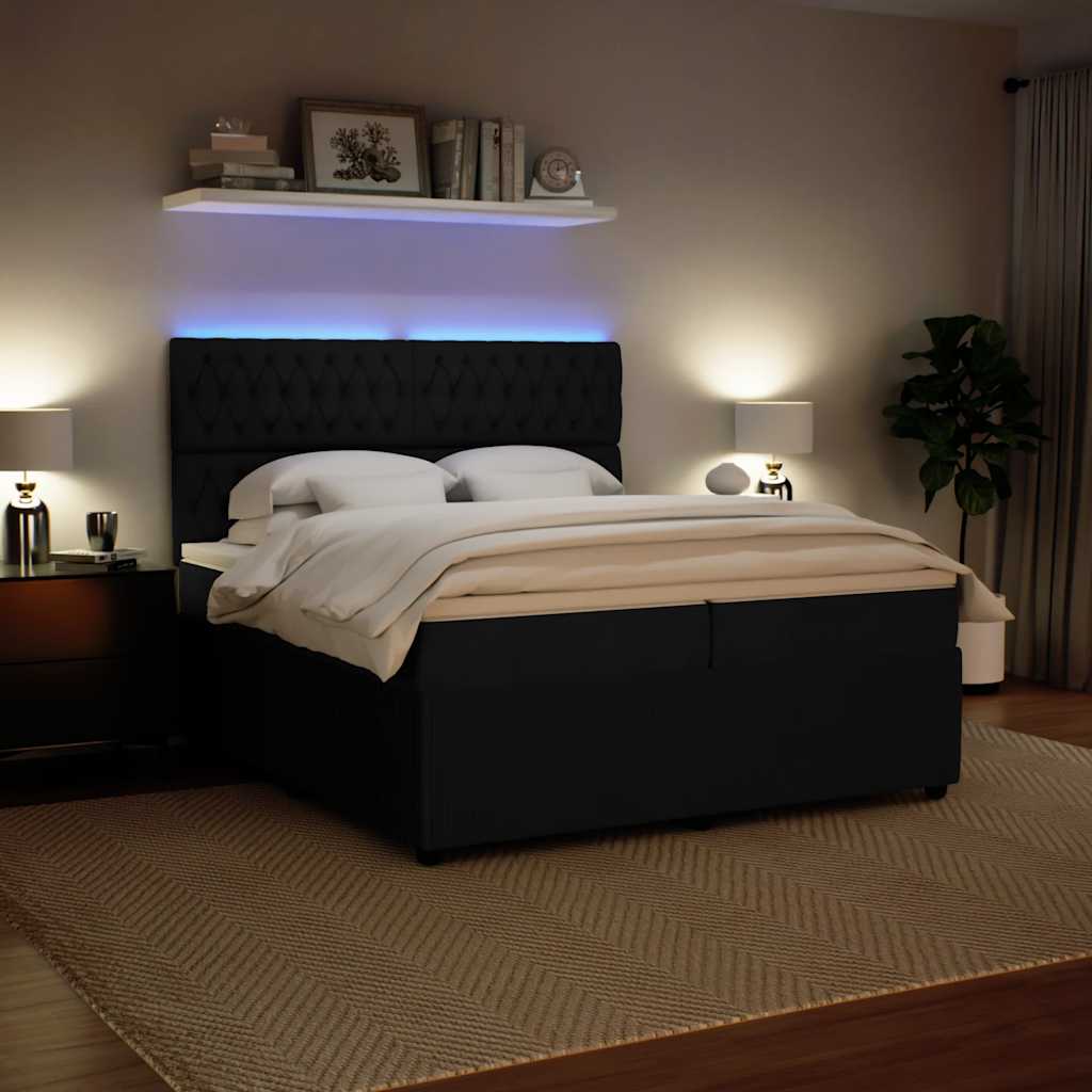 Sommier à lattes de lit et matelas Noir 200x200 cm Velours - XIOS
