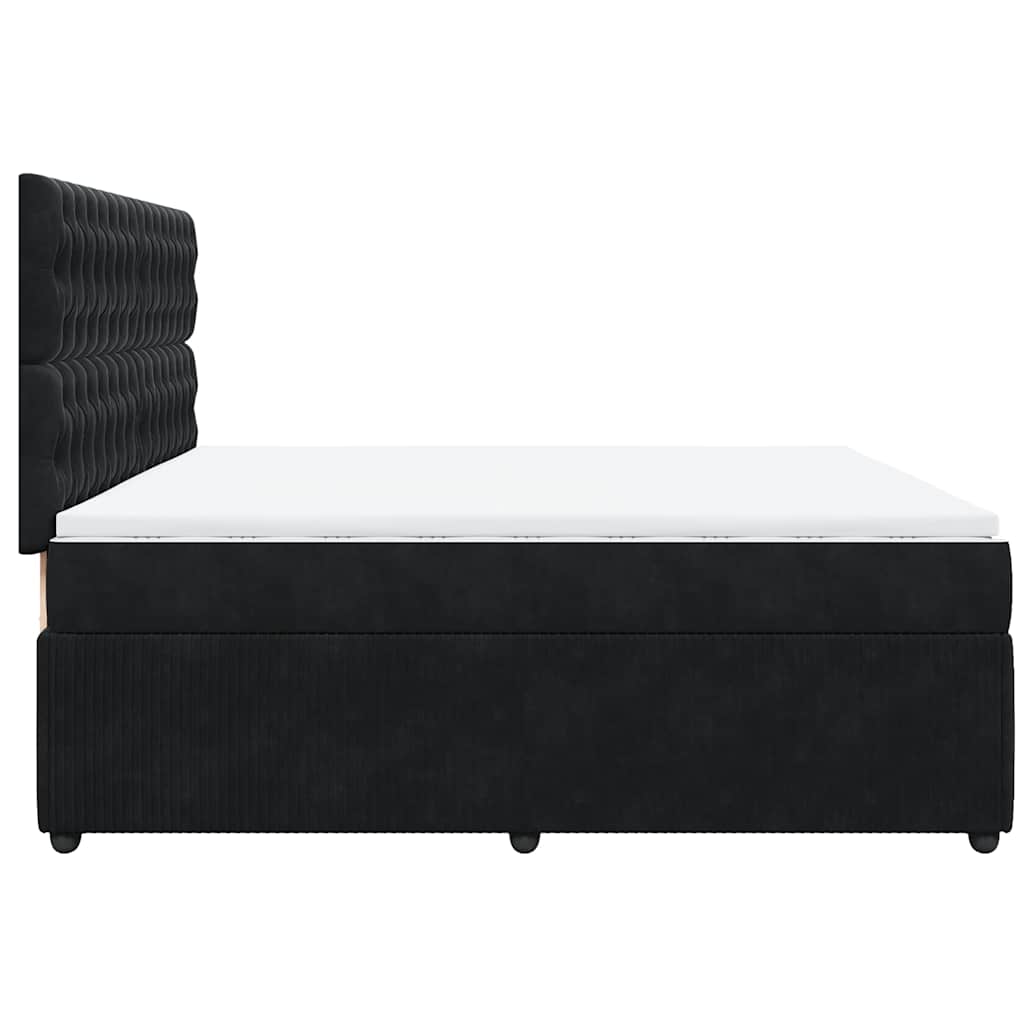 Sommier à lattes de lit et matelas Noir 200x200 cm Velours - XIOS