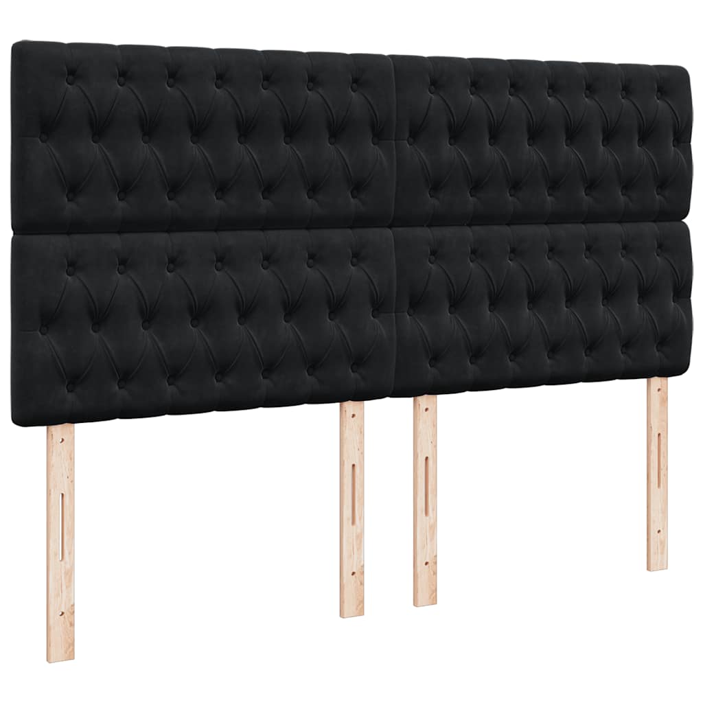 Sommier à lattes de lit et matelas Noir 200x200 cm Velours - XIOS