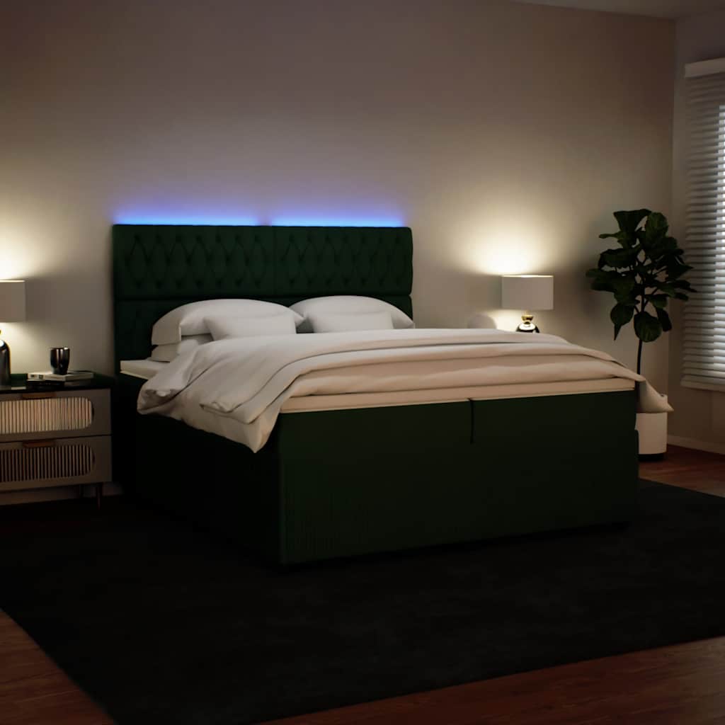Sommier à lattes de lit et matelas Vert foncé 200x200cm Velours - XIOS