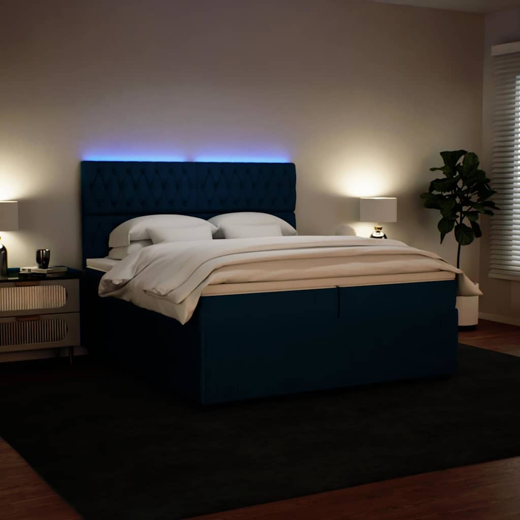 Sommier à lattes de lit et matelas Bleu 200x200 cm velours - XIOS