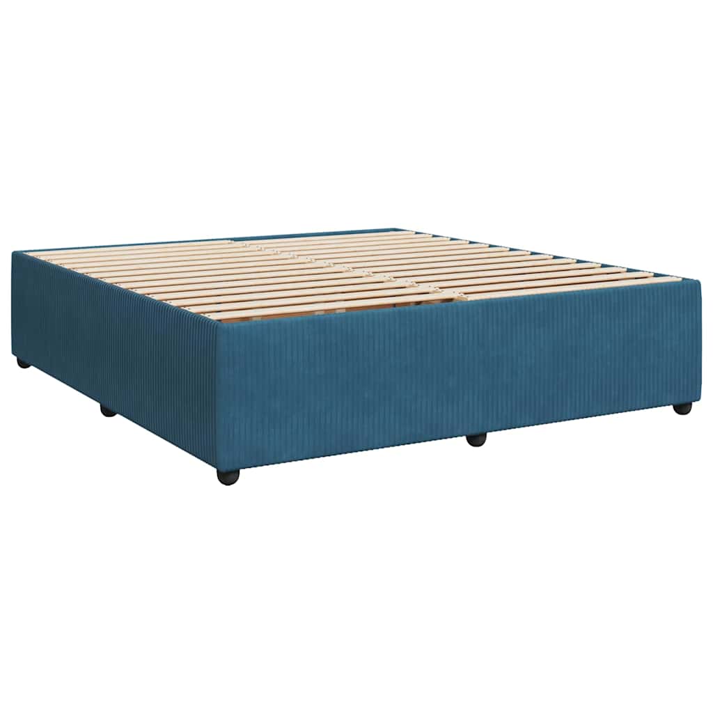 Sommier à lattes de lit et matelas Bleu 200x200 cm velours - XIOS