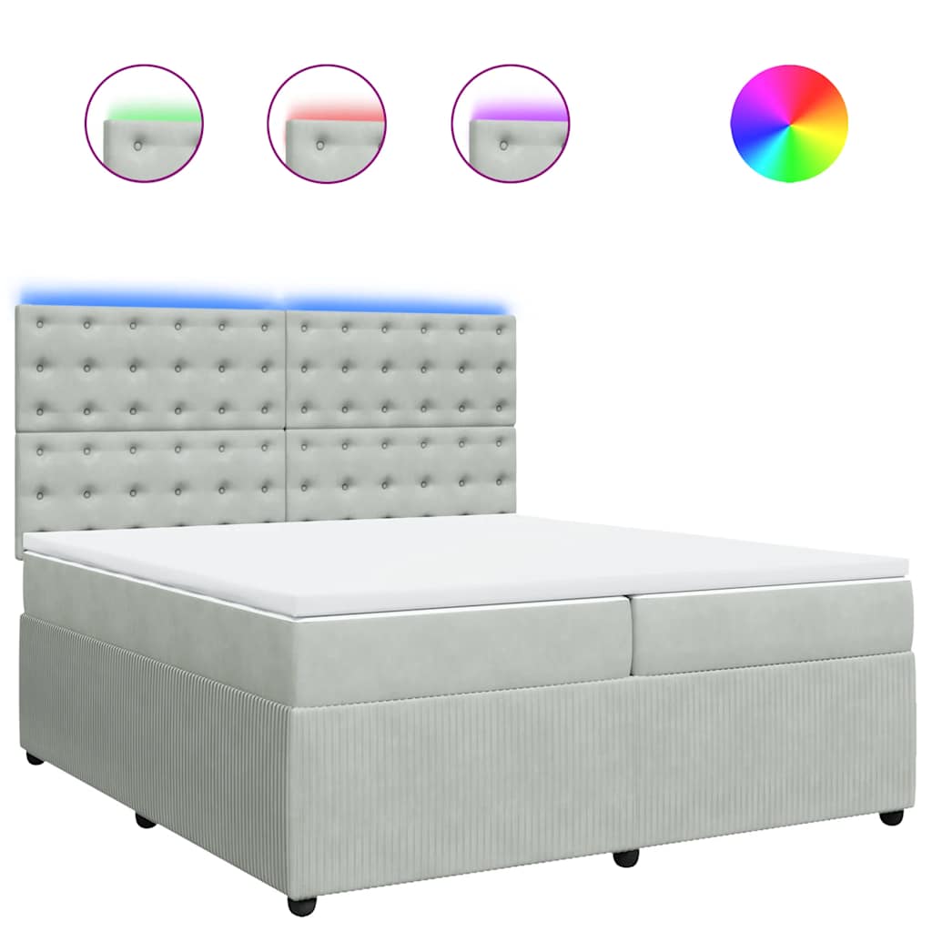 Sommier à lattes de lit et matelas Gris clair 200x200cm Velours - XIOS