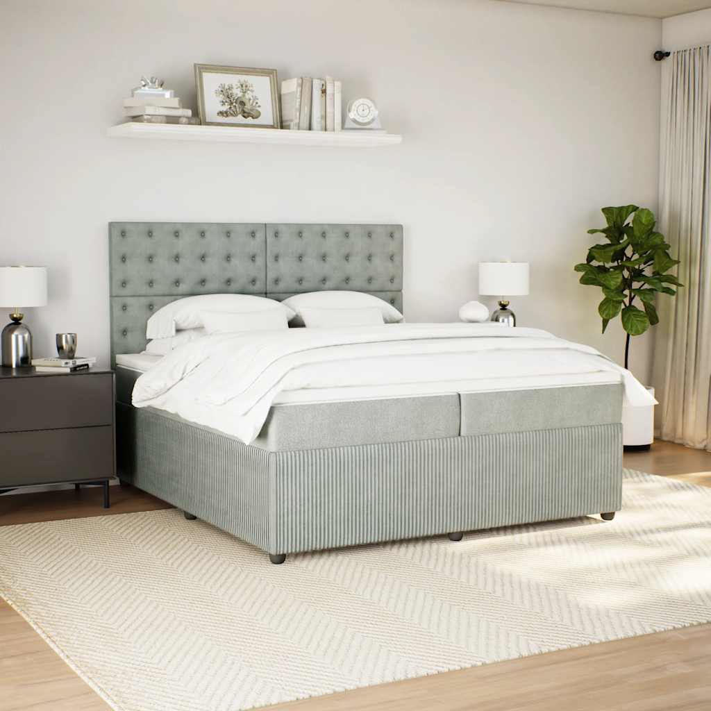 Sommier à lattes de lit et matelas Gris clair 200x200cm Velours - XIOS