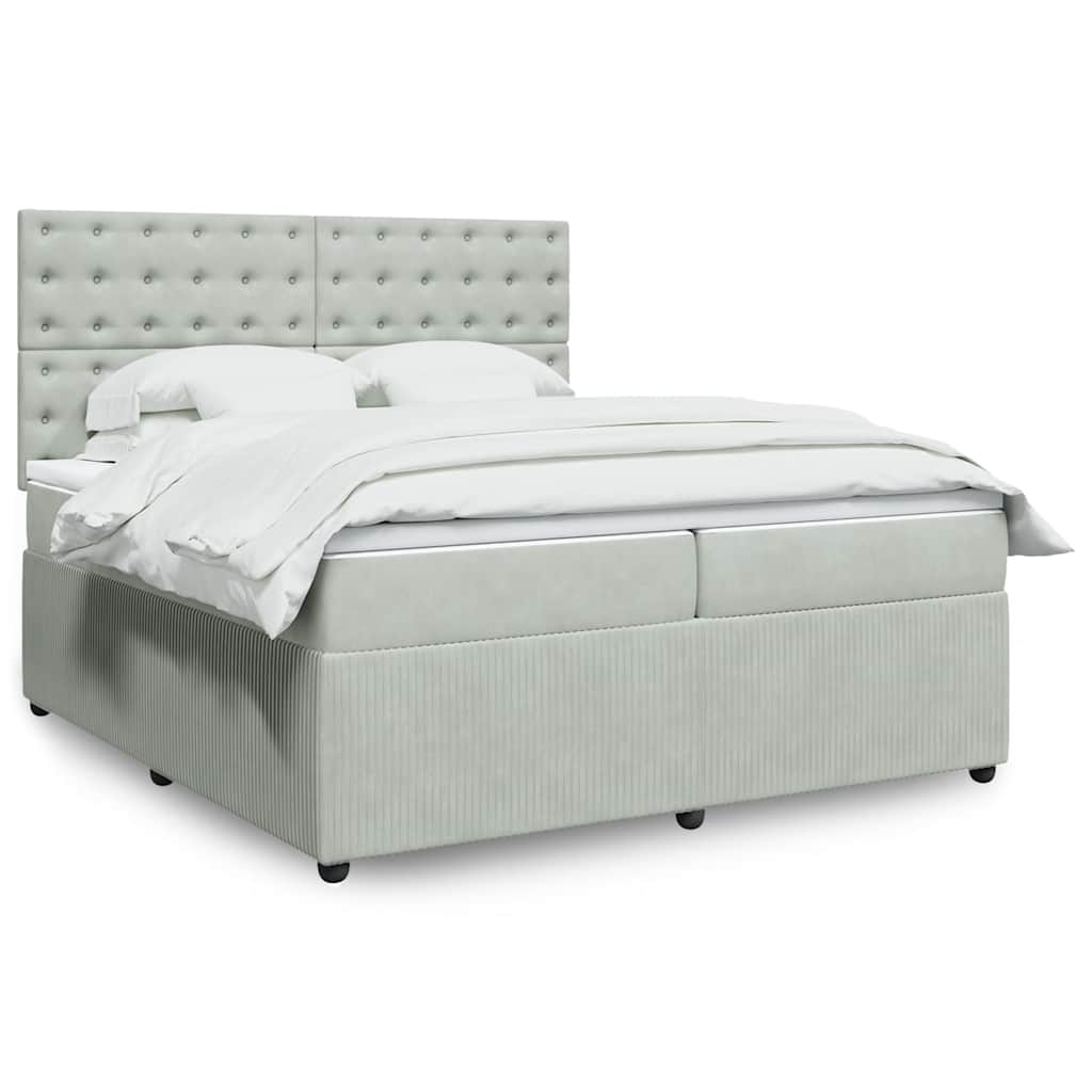 Sommier à lattes de lit et matelas Gris clair 200x200cm Velours - XIOS