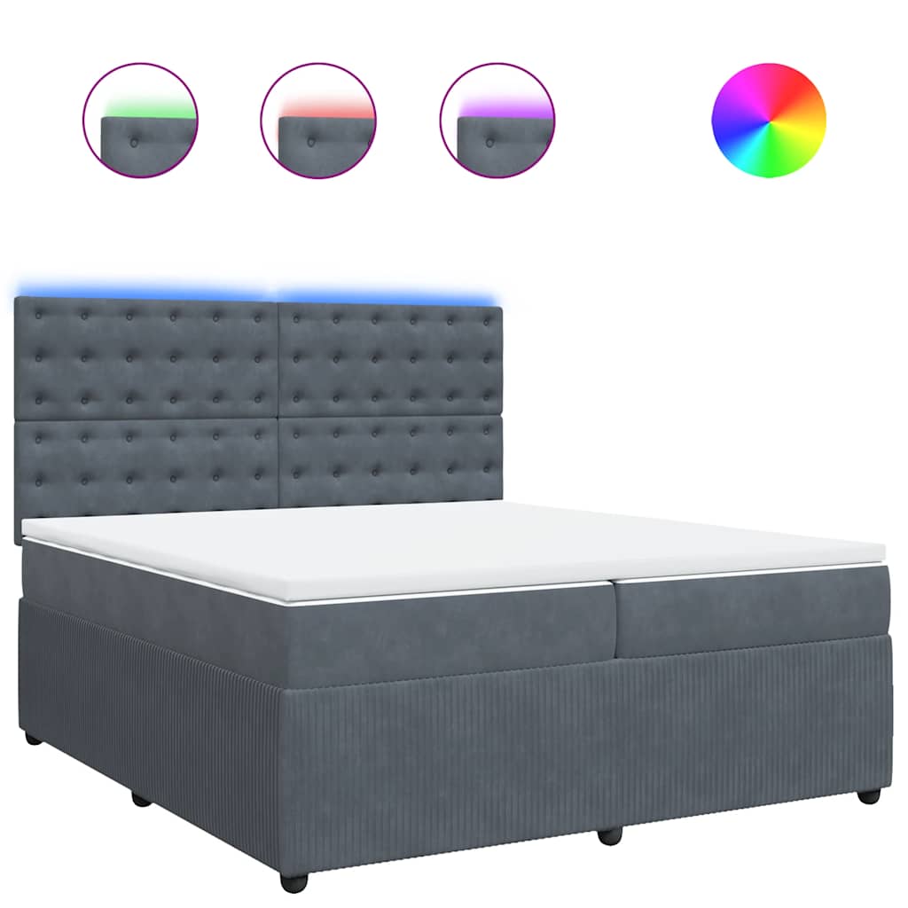 Sommier à lattes de lit et matelas Gris foncé 200x200cm Velours - XIOS