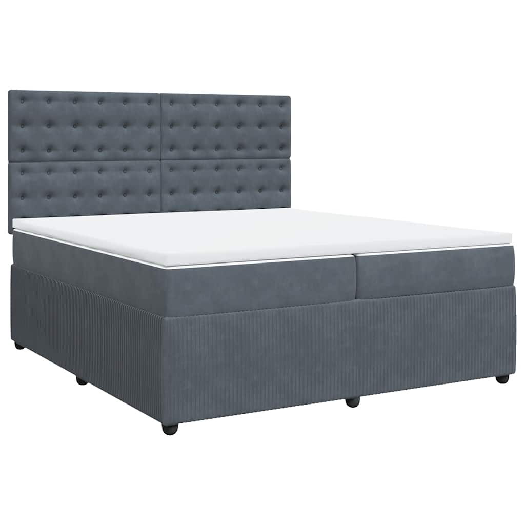 Sommier à lattes de lit et matelas Gris foncé 200x200cm Velours - XIOS