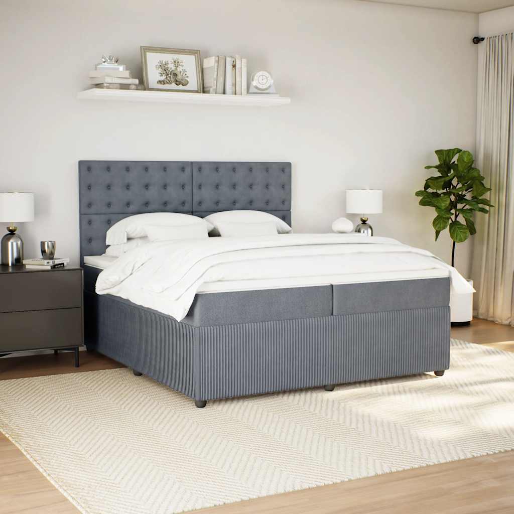 Sommier à lattes de lit et matelas Gris foncé 200x200cm Velours - XIOS