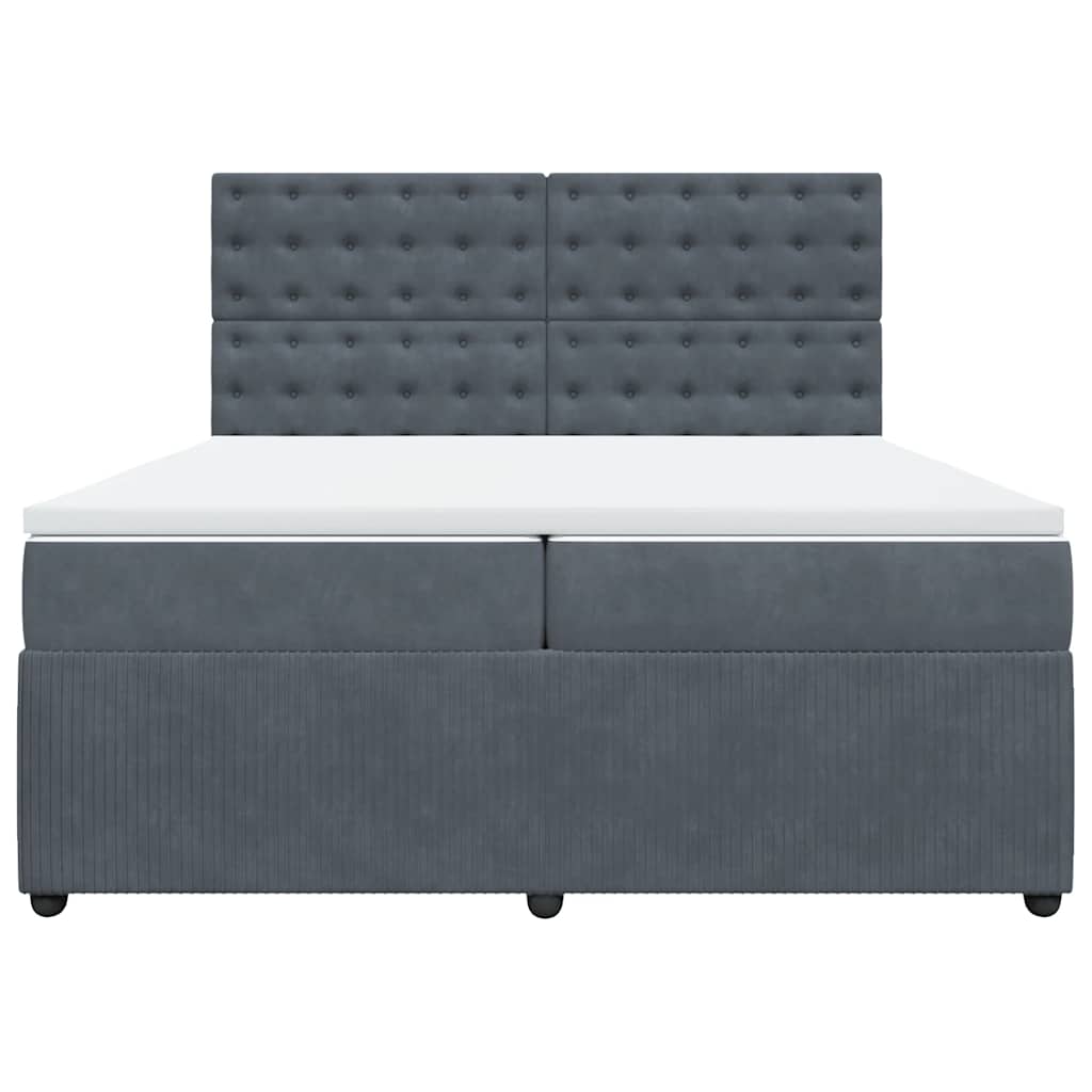 Sommier à lattes de lit et matelas Gris foncé 200x200cm Velours - XIOS