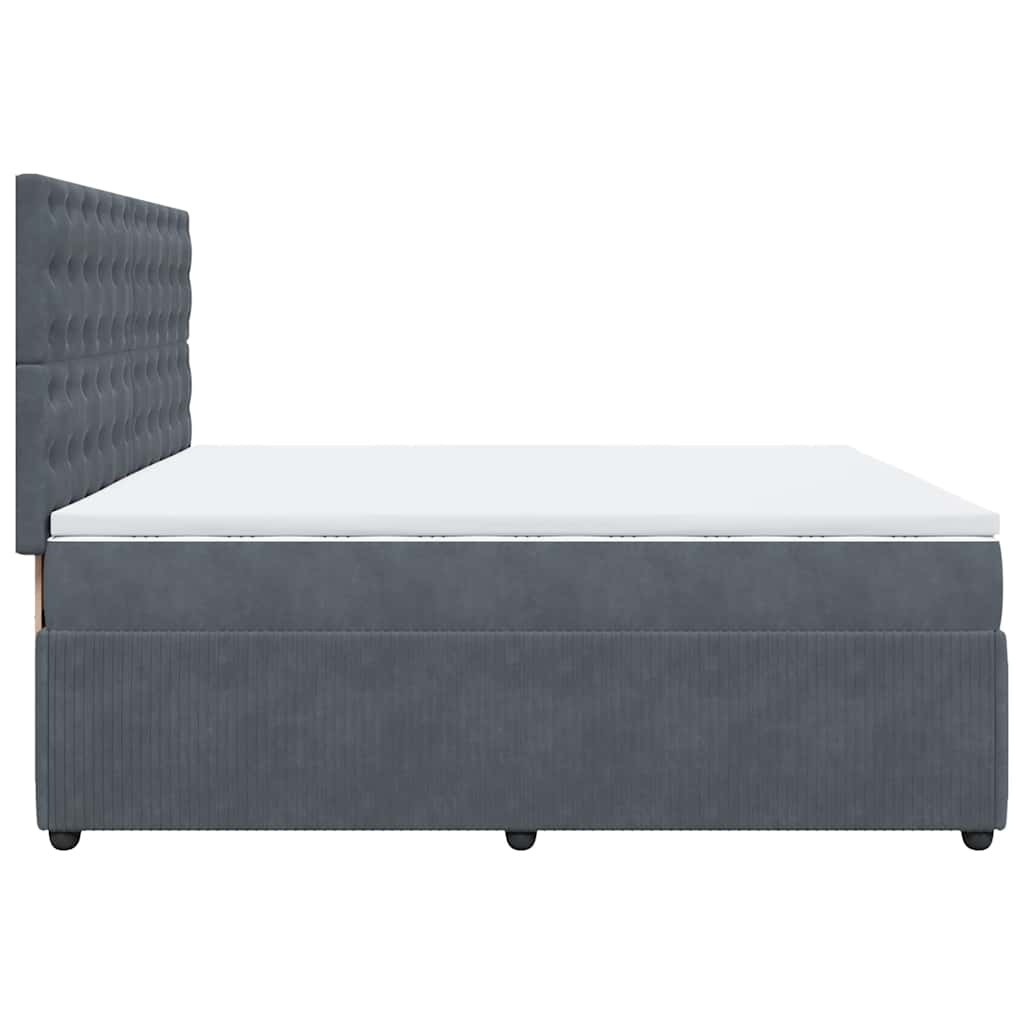 Sommier à lattes de lit et matelas Gris foncé 200x200cm Velours - XIOS