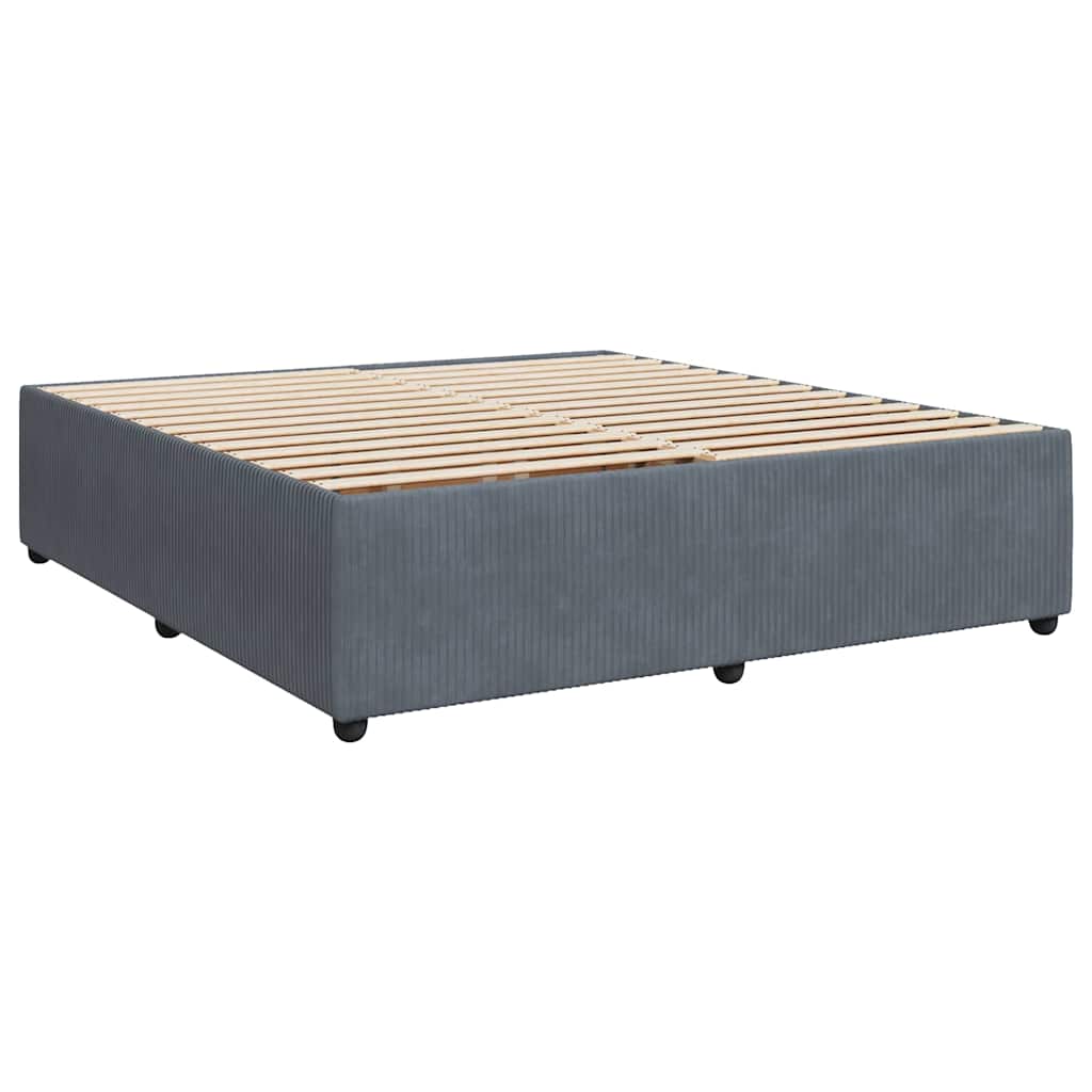 Sommier à lattes de lit et matelas Gris foncé 200x200cm Velours - XIOS