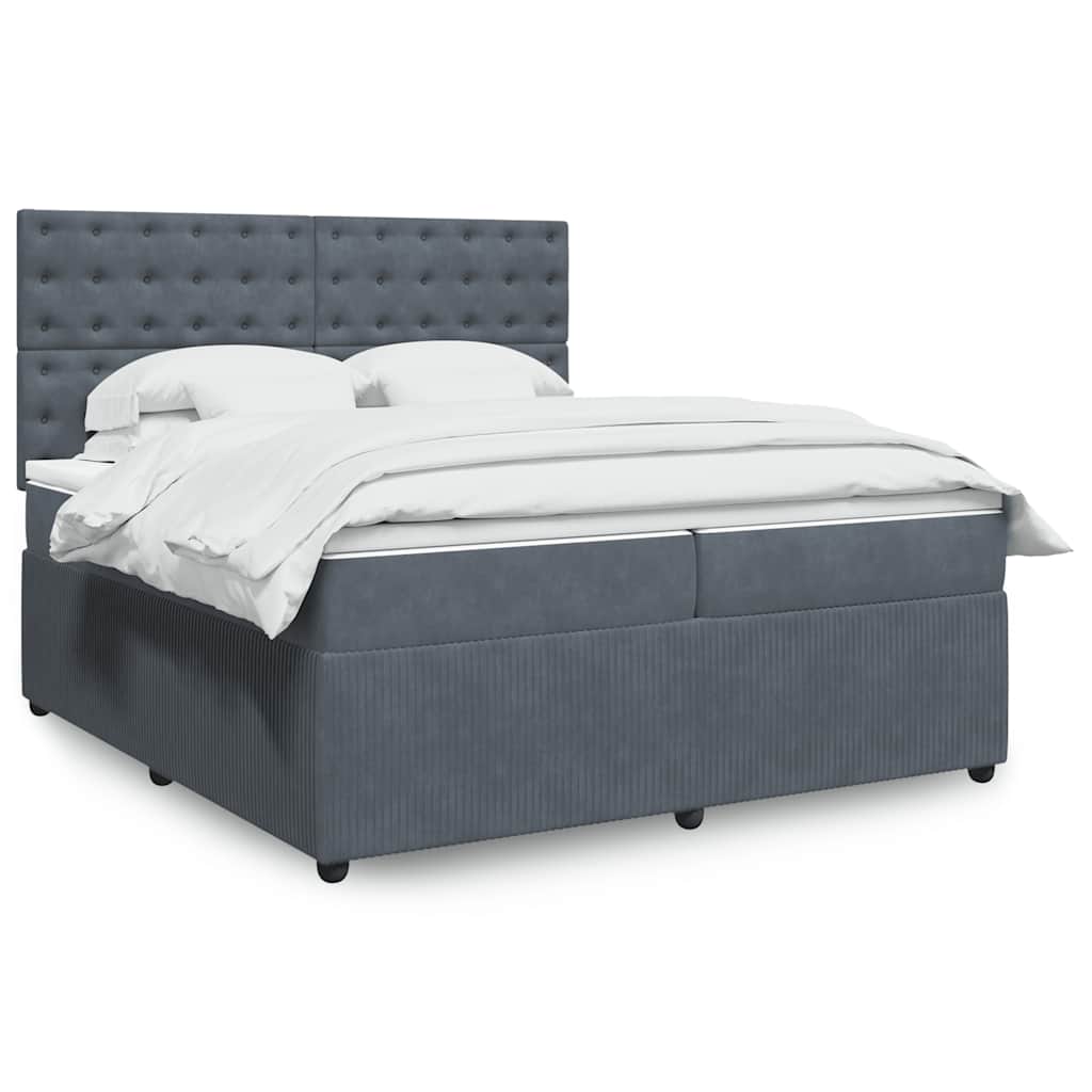 Sommier à lattes de lit et matelas Gris foncé 200x200cm Velours - XIOS