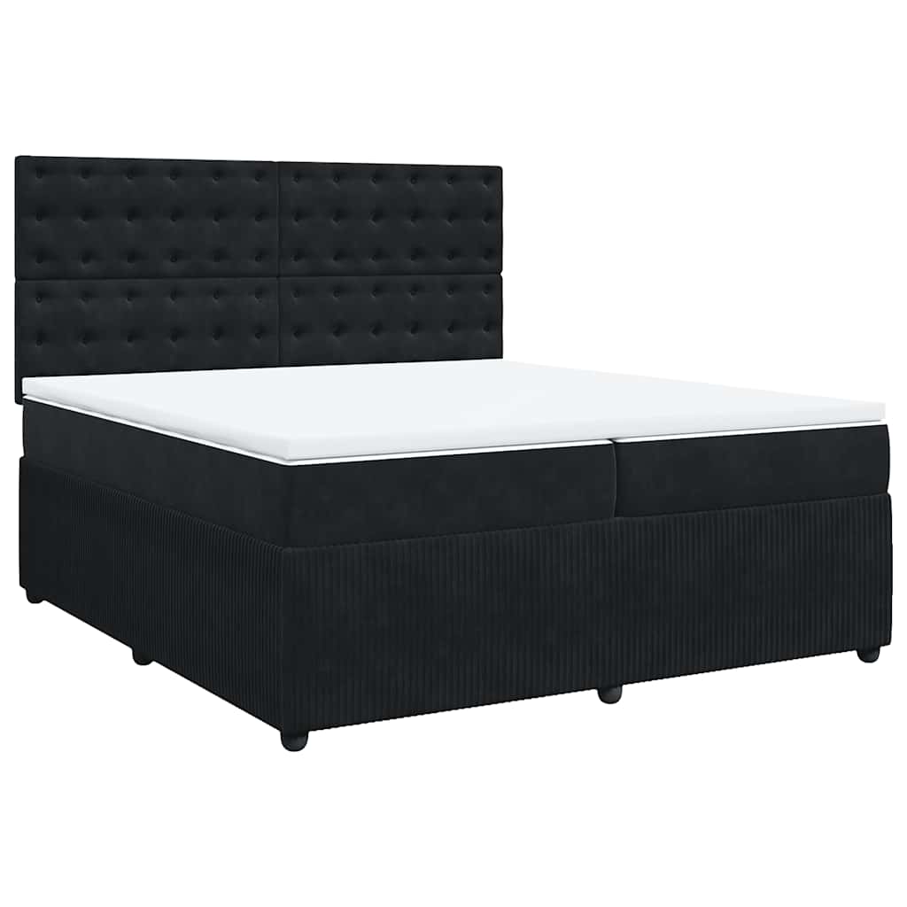 Sommier à lattes de lit et matelas Noir 200x200 cm Velours - XIOS