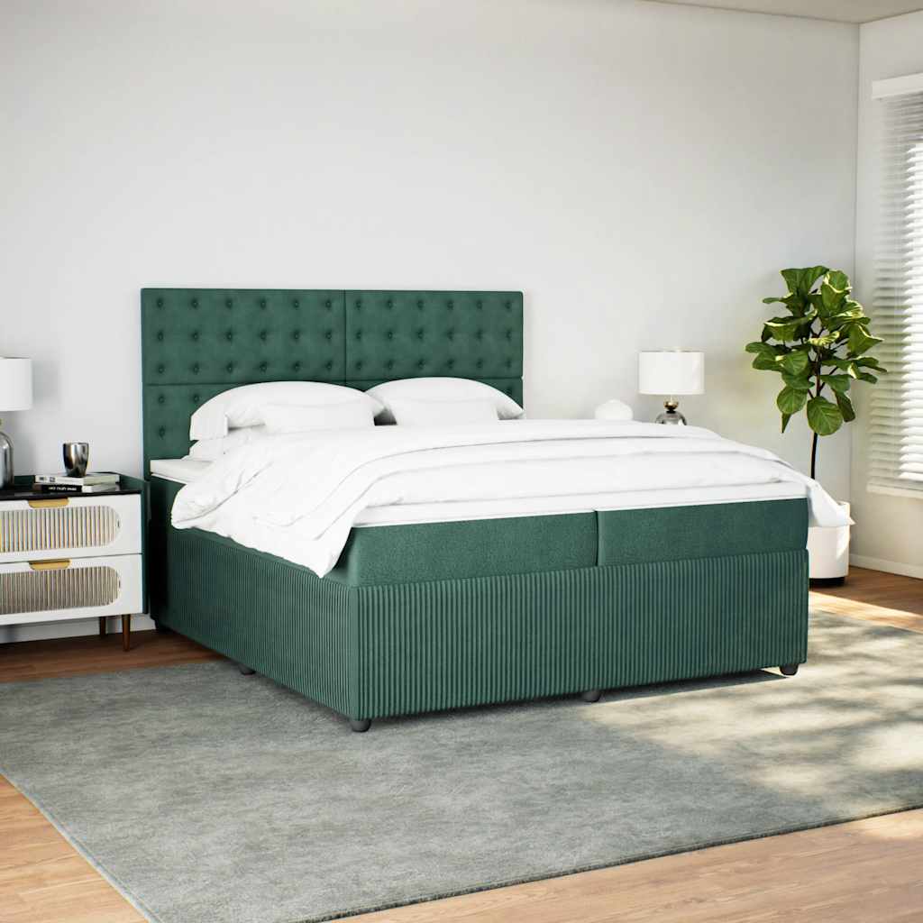 Sommier à lattes de lit et matelas Vert foncé 200x200cm Velours - XIOS
