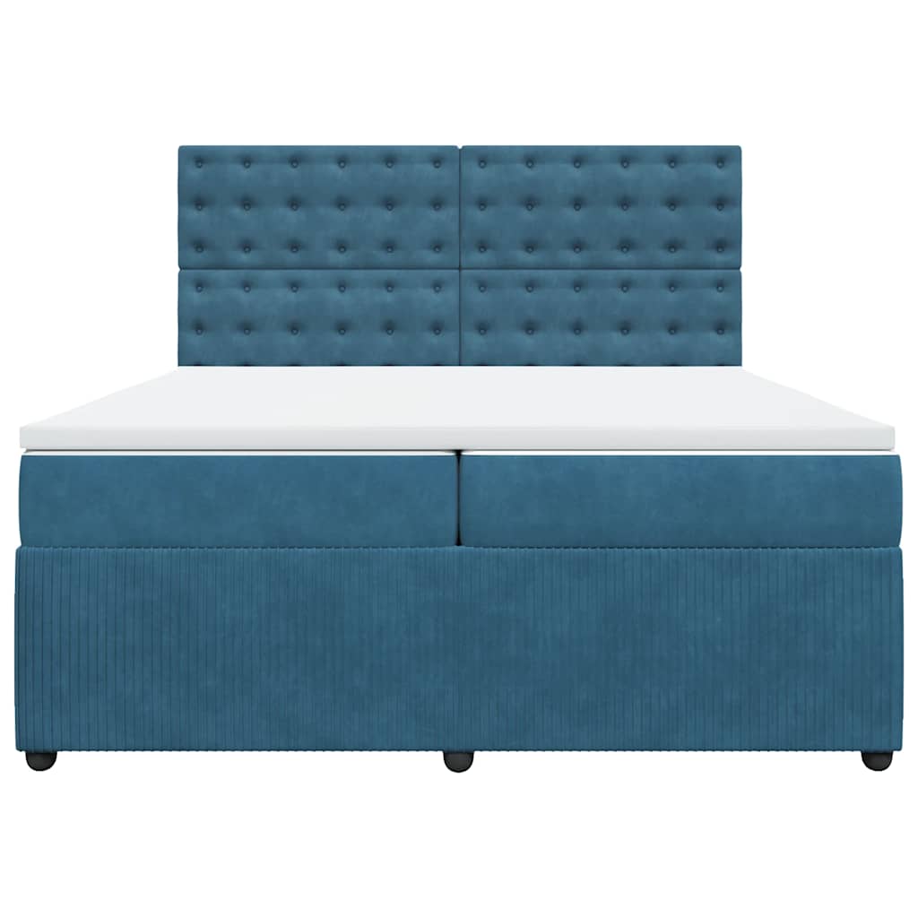 Sommier à lattes de lit et matelas Bleu 200x200 cm velours - XIOS
