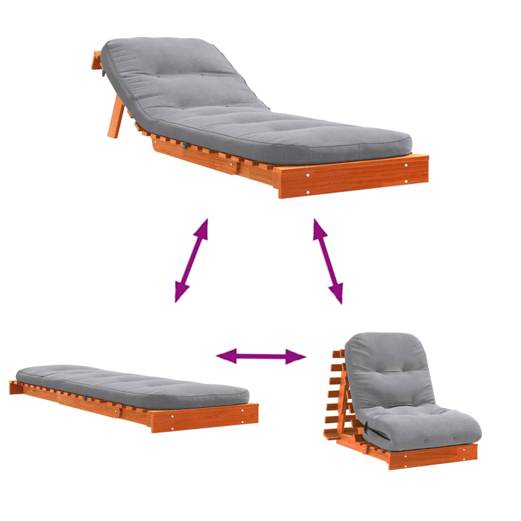 Canapé-lit futon avec matelas 70x206x11 cm bois massif de pin - XIOS