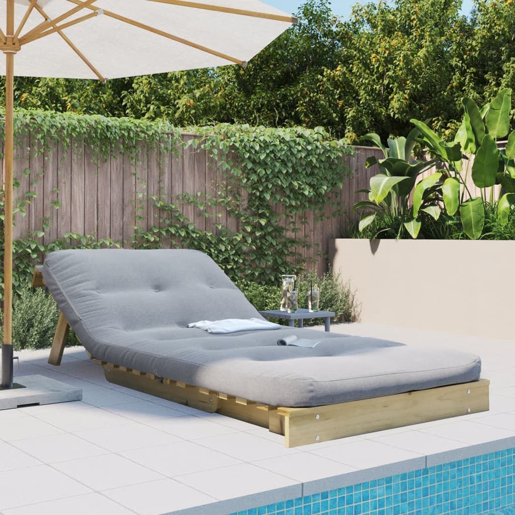 Canapé-lit futon avec matelas 90x206x11 cm bois de pin imprégné - XIOS