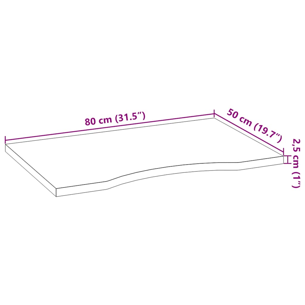 Dessus de bureau non traité bois massif de chêne rectangulaire - XIOS